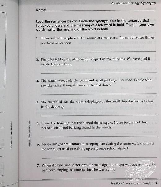【中商原版】美国麦格劳希尔英语教材Reading Wonders Your Turn Practice Book, Grade 4阅读练习册 四年级 商品图7
