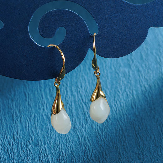 子佩集S925银【流芳】和田玉耳环【WSC5883】镀金2210 商品图2