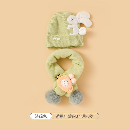 【可爱兔子保暖套装】婴儿帽子围脖两件套秋冬春秋薄款冬季宝宝纯棉婴幼儿男童女童套装 商品图8