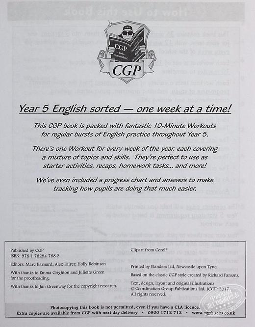 预售 CGP KS2 10-Minute Weekly Workouts 小学五年级数学英语十分钟小测周周练 趣味练习 思维培养 9-10岁 商品图4