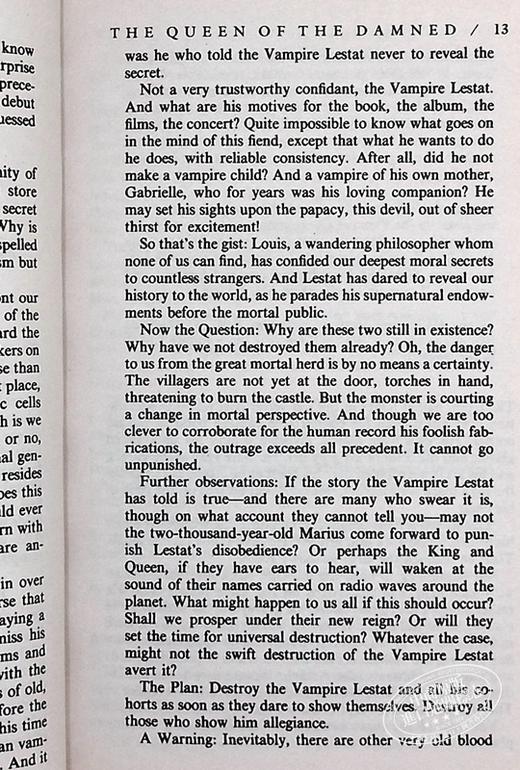 【中商原版】吸血鬼史诗系列3：吸血鬼女王 英文原版 The Vampire Chronicles #03: The Queen of the Damned Anne Rice 商品图7