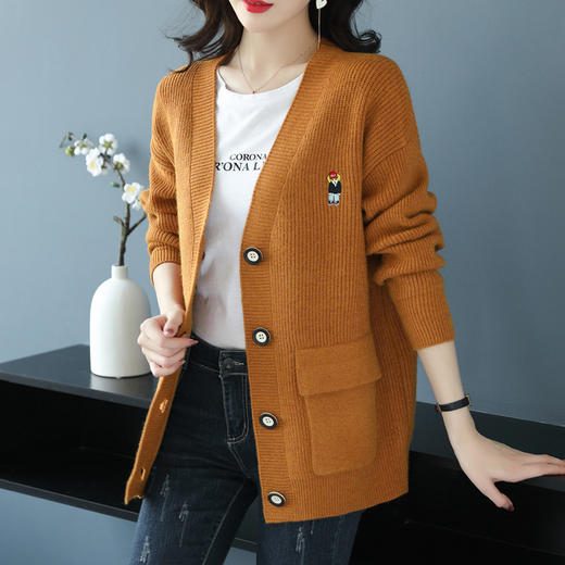 大码胖mm200斤毛衣开衫宽松针织外套妈妈装CC-5-5037 商品图2