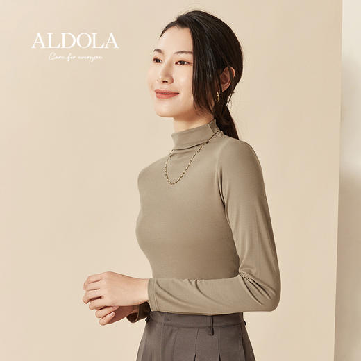 雅黛丽女士半高领打底衫秋冬薄款保暖内衣女高弹修身显瘦长袖上衣 商品图4