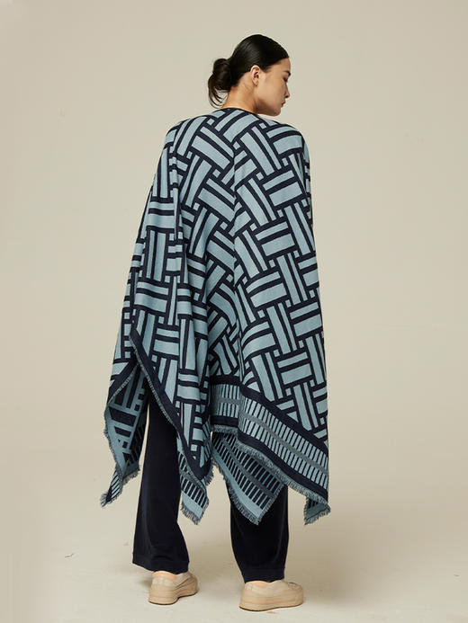 羊绒羊毛拼皮斗篷外套 SJF94P369W 商品图3