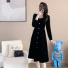 奢姿秋装新款大码女装时尚单排扣裙子胖妹妹气质方领连衣裙9923852324 商品缩略图3