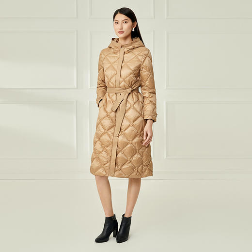 EITIE爱特爱冬季新款白鸭绒连帽女中长款羽绒服6811509 商品图2