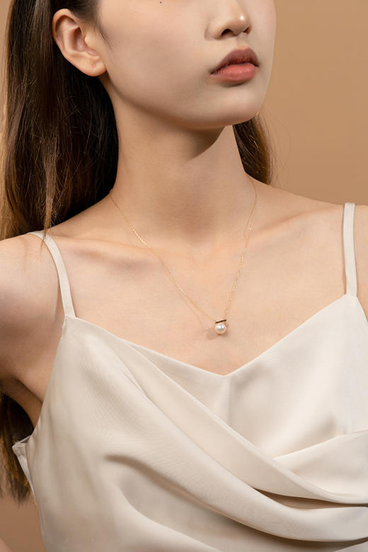 18K金海水Akoya珍珠平衡木项链 商品图0