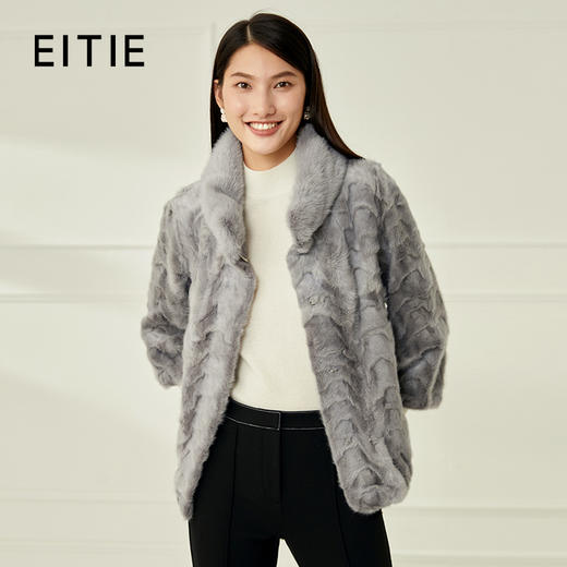 EITIE爱特爱冬季新款水貂羊毛皮一体保暖皮草大衣女6893511 商品图0