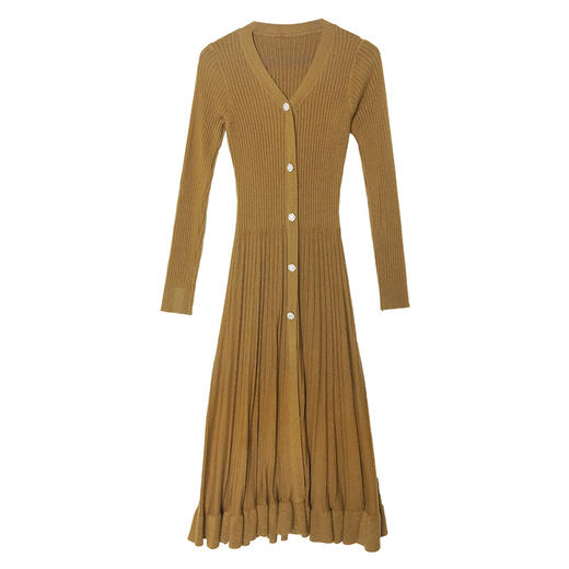 崔秀英明星同款时尚针织连衣裙女过膝长款减龄气质显瘦毛衣裙 商品图4