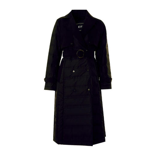 EITIE爱特爱冬季新款时尚翻领收腰轻薄女长款过膝保暖羽绒服6811521 商品图5