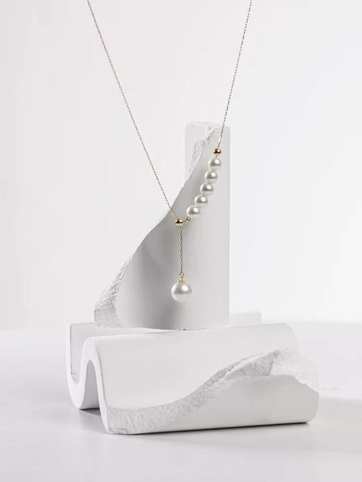 18K金人鱼泪Akoya珍珠Y字链 商品图1