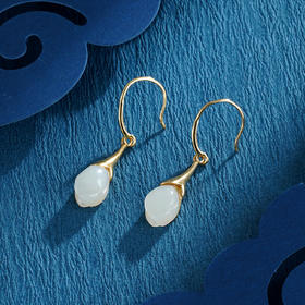 子佩集S925银【流芳】和田玉耳环【WSC5883】镀金2210