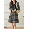 新款时髦气质名媛收腰显瘦打底洋气小香风千鸟格针织连衣裙 商品缩略图3
