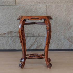 清 红木镶云石三弯腿四足香几