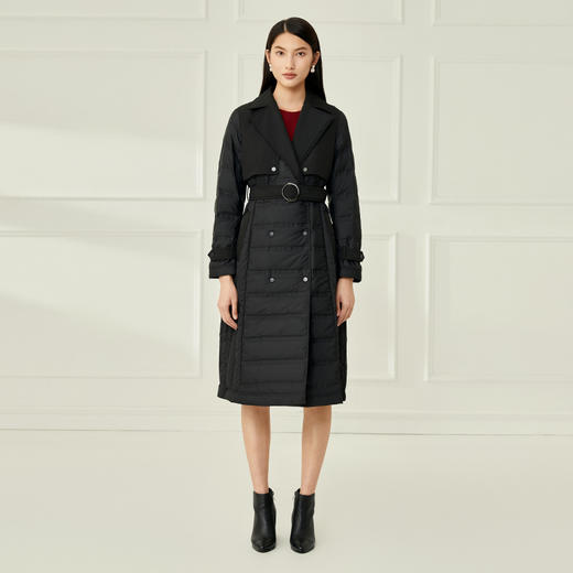 EITIE爱特爱冬季新款时尚翻领收腰轻薄女长款过膝保暖羽绒服6811521 商品图1