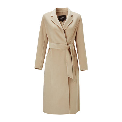 EITIE爱特爱冬季新款时尚简约气质毛呢外套系带羊毛羊绒长款大衣外套6814513 商品图5