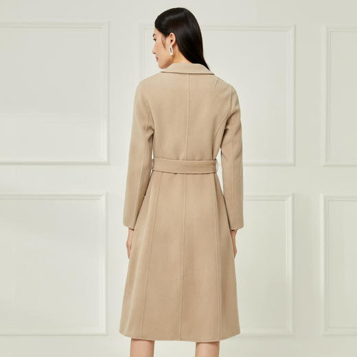 EITIE爱特爱冬季新款时尚简约气质毛呢外套系带羊毛羊绒长款大衣外套6814513 商品图4