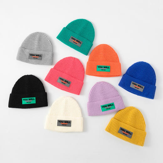 「9款配色」马卡龙色系毛线帽 冬款字母针织帽 女街头潮流保暖瓜皮帽配饰 商品图1