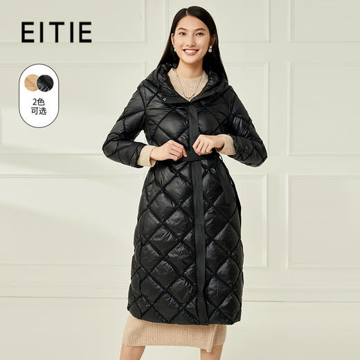 EITIE爱特爱冬季新款白鸭绒连帽女中长款羽绒服6811509 商品图1