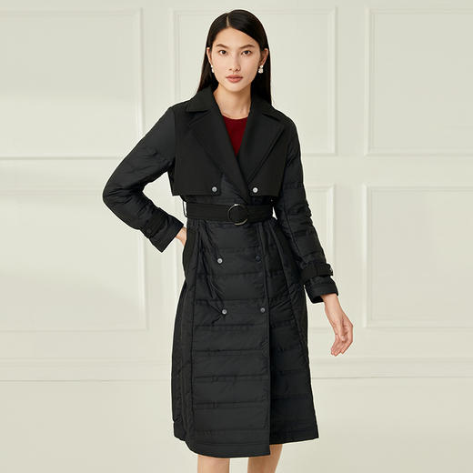 EITIE爱特爱冬季新款时尚翻领收腰轻薄女长款过膝保暖羽绒服6811521 商品图2