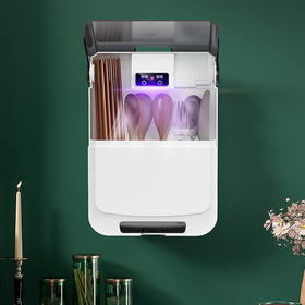 多功能筷子筒家用沥水防尘紫外线消毒筷笼壁挂式免打孔餐具收纳盒