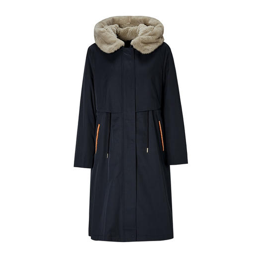 EITIE爱特爱冬季新款兔毛皮中长款皮草舒适保暖连帽大衣6893522 商品图5