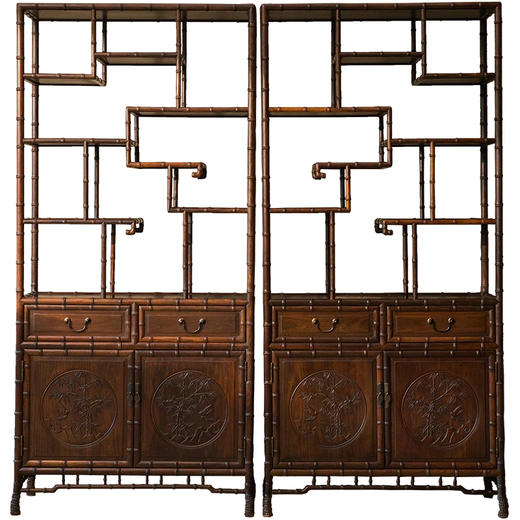 民国 红木竹节工博古架（一对） 商品图5