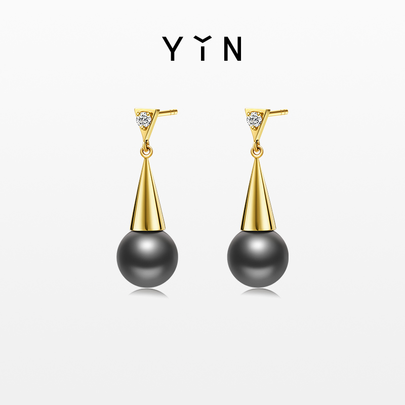 「莹」系列摩登大溪地珍珠耳环