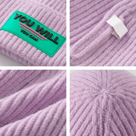 「9款配色」马卡龙色系毛线帽 冬款字母针织帽 女街头潮流保暖瓜皮帽配饰 商品图2