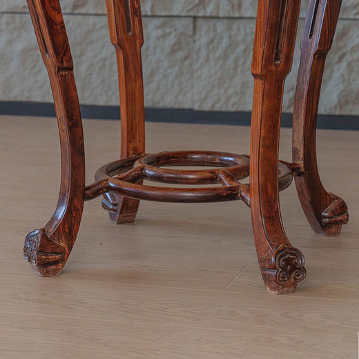 清 红木镶云石三弯腿四足香几 商品图3