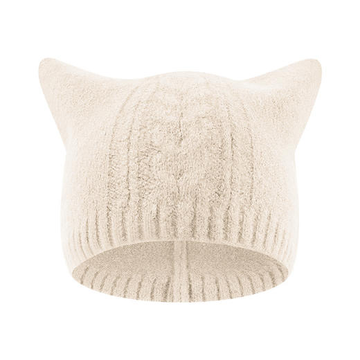 【亲子款 麻花两角毛绒帽】冬季保暖防寒护耳针织羊绒儿童帽子女可爱兔耳朵毛线帽时尚防寒 商品图4