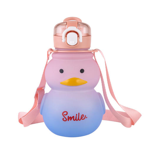 可爱造型儿童吸管杯小鸭子水杯大容量塑料杯男女学生卡通大肚杯 商品图4