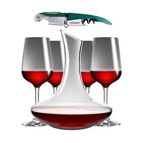 【推荐】小团圆船长 红酒酒具（一个分酒器+四个红酒杯）+海马刀一个