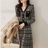 新款时髦气质名媛收腰显瘦打底洋气小香风千鸟格针织连衣裙 商品缩略图1