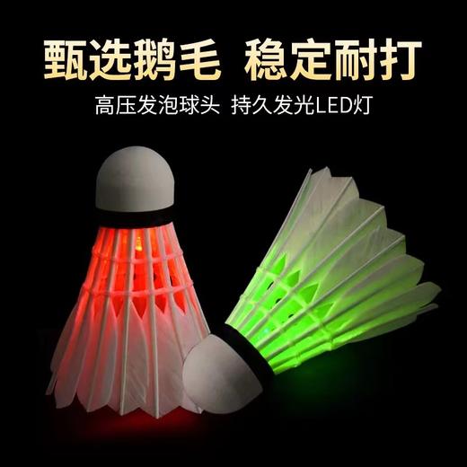 夜光羽毛球鹅毛防风耐打室内外训练夜间荧光灯发光羽毛球忍牌2个/筒 商品图2