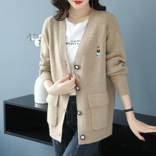 大码胖mm200斤毛衣开衫宽松针织外套妈妈装CC-5-5037 商品图1