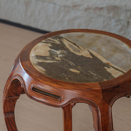 清 红木镶云石三弯腿四足香几 商品图1