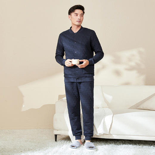 【门店同款】康妮雅睡衣家居服 男式长袖长裤开襟套装  
 厚款 商品图2