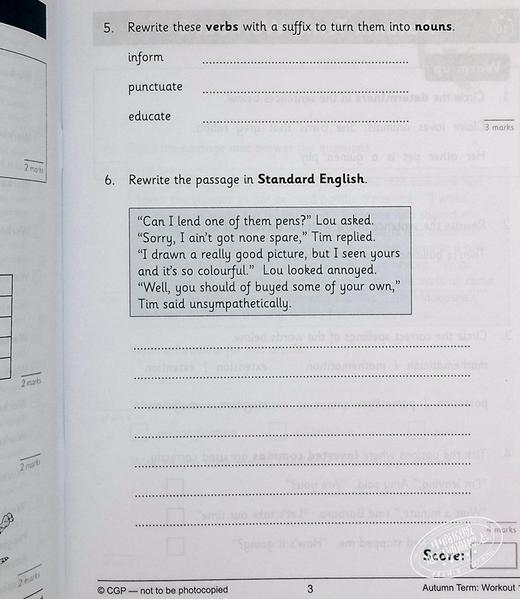 预售 CGP KS2 10-Minute Weekly Workouts 小学五年级数学英语十分钟小测周周练 趣味练习 思维培养 9-10岁 商品图6