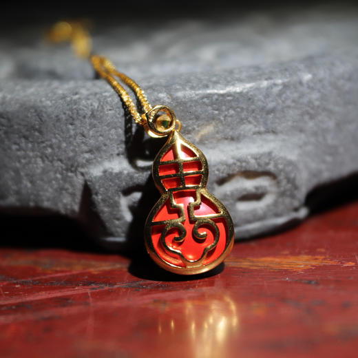 朱砂银镀金葫芦吊坠 商品图3