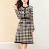 春秋季时尚经典百搭气质温柔小香风圆领长袖连衣裙连衣裙聚酯 商品缩略图1