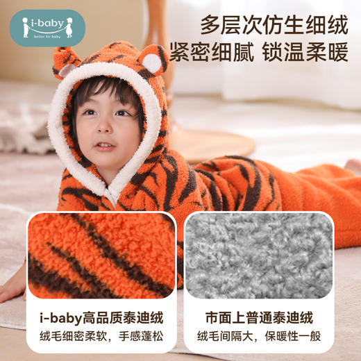 【qhxj】i-baby儿童恒温新风尚泰迪绒连帽家居服套装 新款外出卡通可爱造型睡衣套装 商品图1