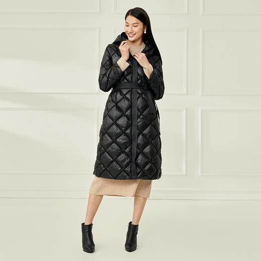 EITIE爱特爱冬季新款白鸭绒连帽女中长款羽绒服6811509 商品图7