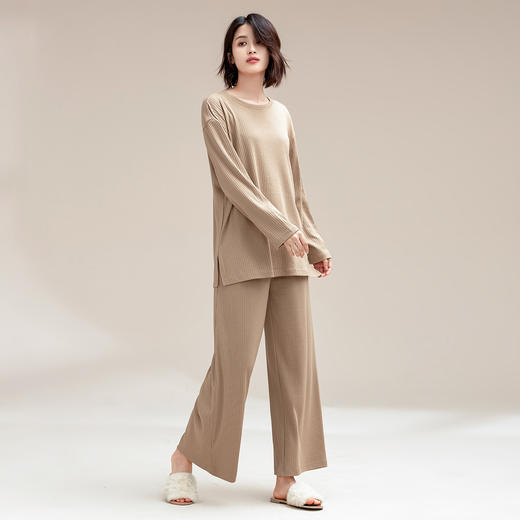 康妮雅睡衣家居服 女式长袖长裤套头套装 商品图4