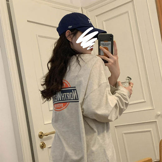 卫衣女棉2022初秋新款韩版中长款前后印花宽松学生女装上衣 商品图2