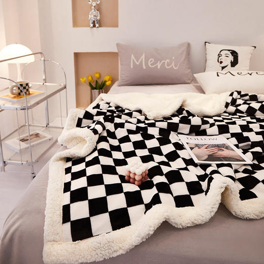 HM-T020 2022新款羊羔绒毛毯双层加厚 盖毯冬季午睡牛奶绒小被子 商品图8