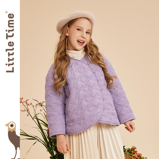 littletime女童棉服外套冬装2022新款宝宝单排扣儿童加厚保暖棉衣 商品图2