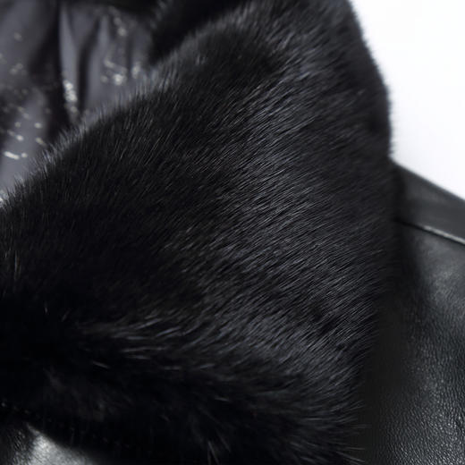 【真皮】大依优型大码中长款貂毛领绵羊皮羽绒服夹克外套休闲简约大号皮夹克真皮皮草加肥加大 商品图2