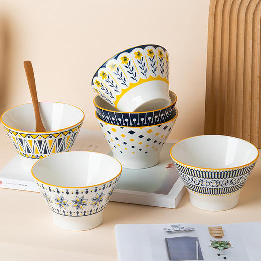 日式の斗笠碗 6个装 浓郁风情系列瓷器 陶瓷材质 简单纯粹 商品图0