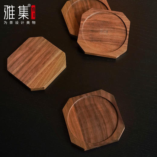雅集茶具 胡桃木 杯垫 紫砂壶托 八角胡木杯垫 商品图2